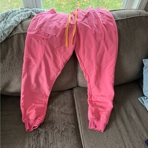 Figs neon pink Zamora jogger scrub pant
